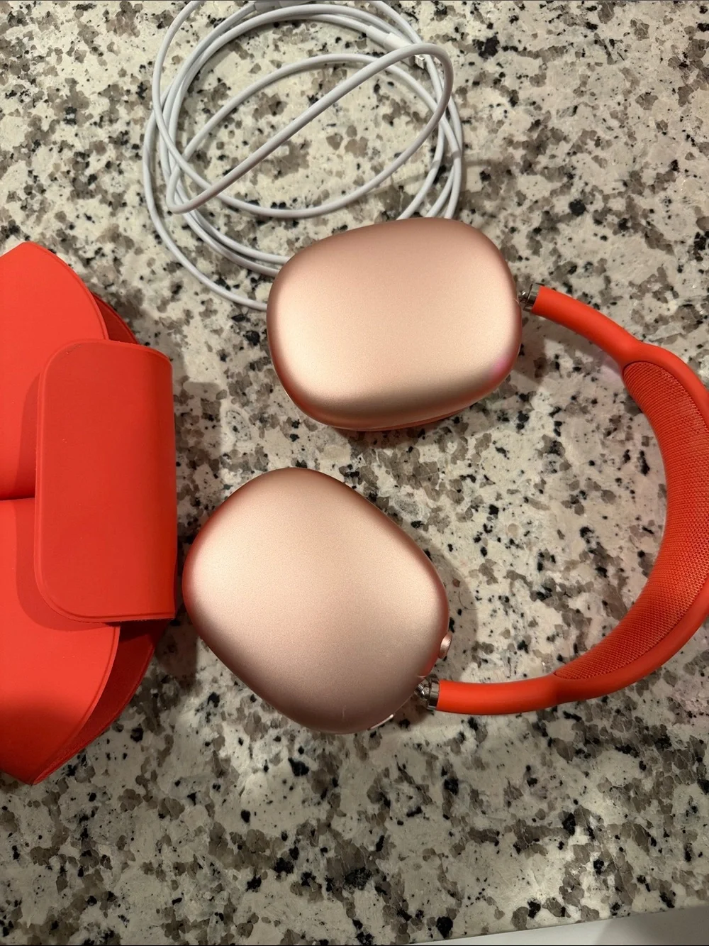 Apple On-Ear Headphones Pink/ Rose Gold with Charging Cable & Case